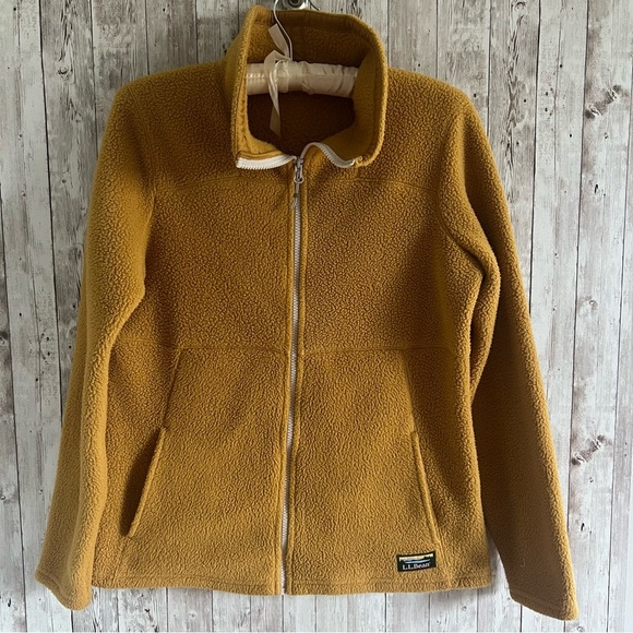 L.L. Bean Yellow Fleece Jacket Small - Picture 1 of 5